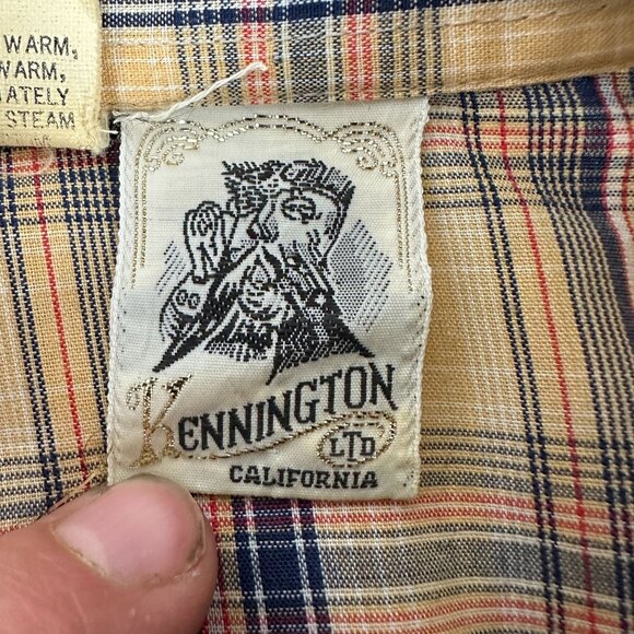 Kennington LTD Mens Plaid Button Down Shirt Sz 16.5 Vintage Western Long Sleeve - Picture 2 of 9
